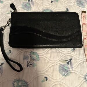Buxton Black Leather Wristlet Clutch